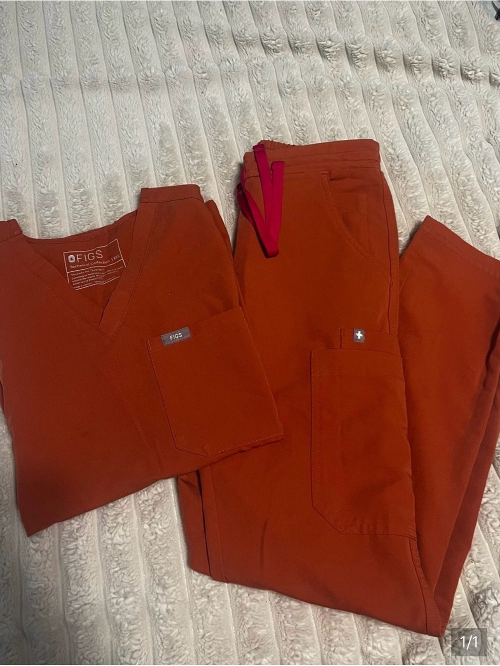 Figs women's Rust Orange Scrub Set with Petite Jogger